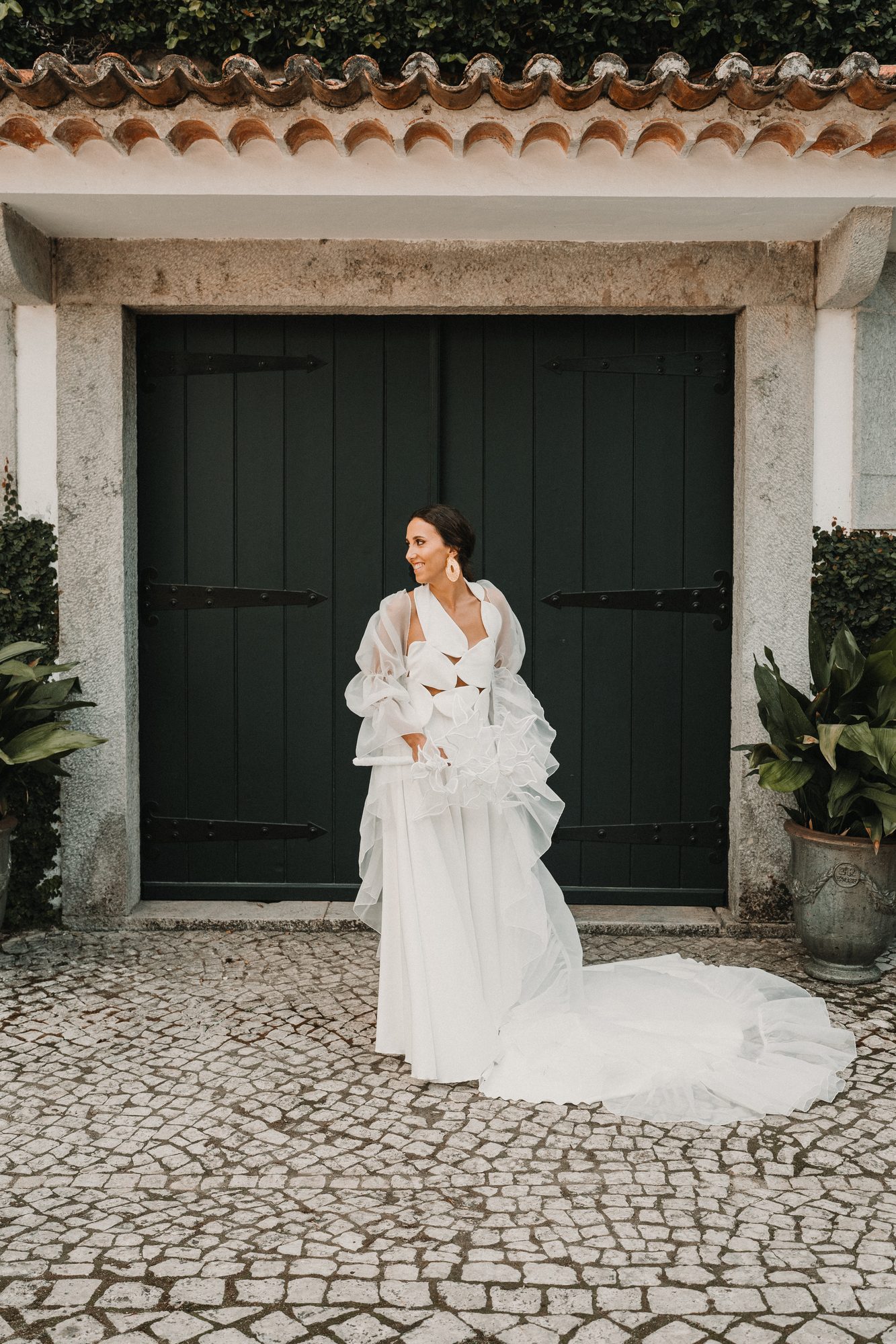 Detalhe do vestido de noiva da Maria